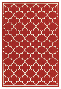 Oriental Weavers Meridian 1295R Lattice Area Rug, Red/Ivory, 5'3"x7'6"