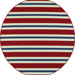 Oriental Weavers Meridian 5701R Red/Blue Stripe Area Rug, 7'10" Round