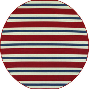 Oriental Weavers Meridian 5701R Red/Blue Stripe Area Rug, 7'10" Round