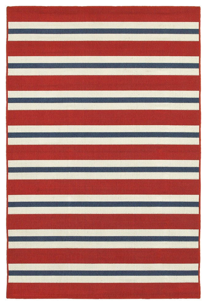 Oriental Weavers Meridian Red/Blue Stripe 5701R Area Rug, Rectangular 8'6"x13'