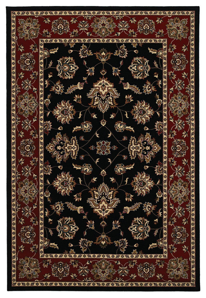 Oriental Weavers Ariana Black/Red Floral 623M3 Area Rug, Rectangular 6'7"x9'6"