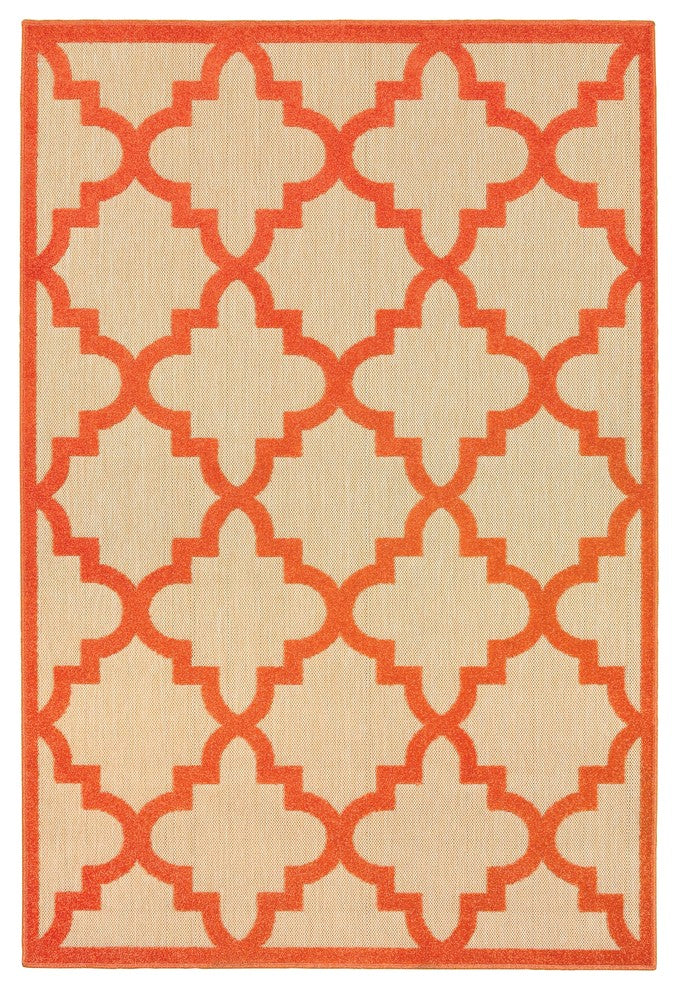 Oriental Weavers Cayman Sand/Orange Geometric 660O9 Area Rug, Runner 2'3"x7'6"