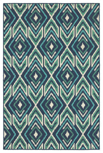 Oriental Weavers Meridian 2209B Geometric Area Rug, Navy/Green, 1'10"x2'10"