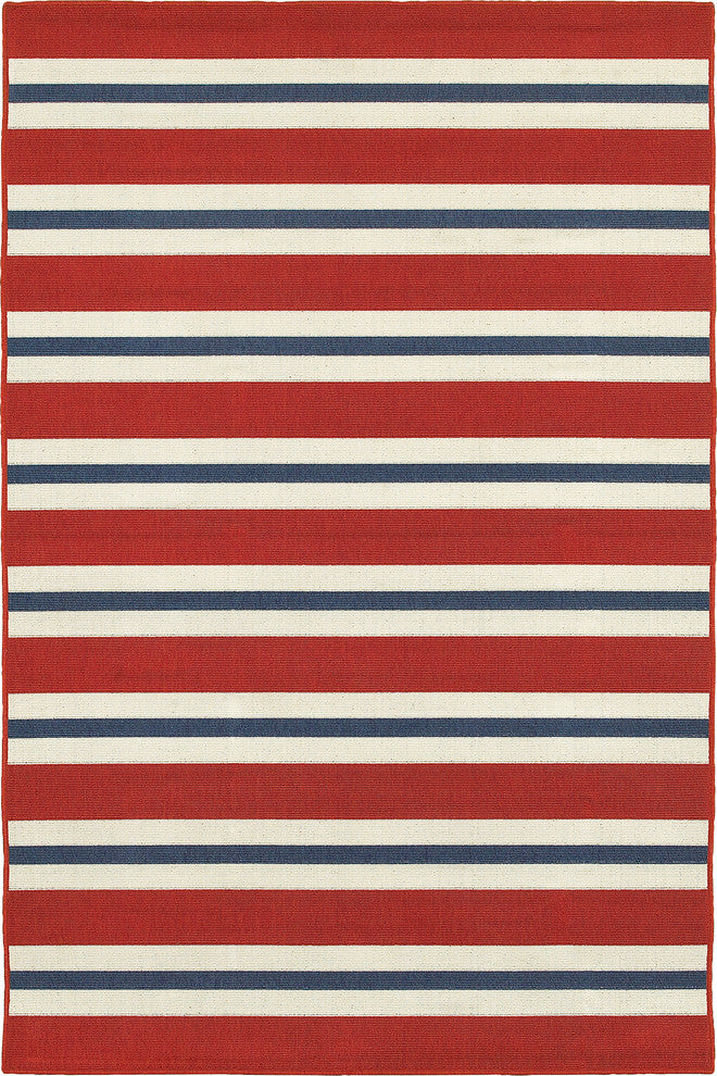 Oriental Weavers Meridian 5701R Stripe Area Rug, Red/Blue, 6'7"x9'6" Rectangle