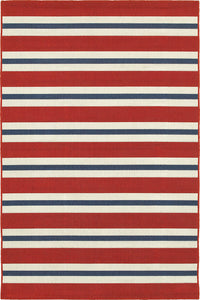 Oriental Weavers Meridian 5701R Stripe Area Rug, Red/Blue, 6'7"x9'6" Rectangle