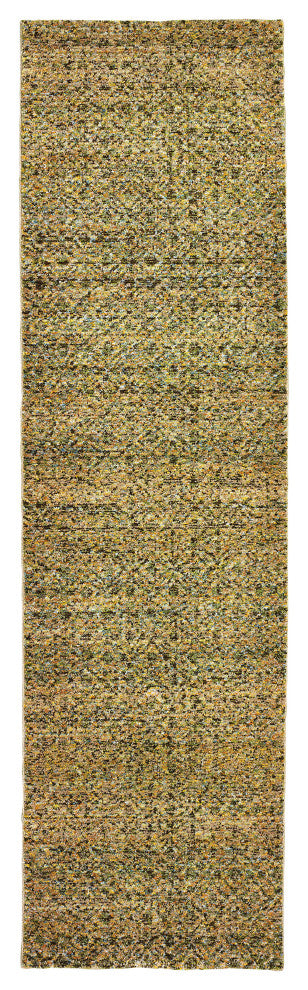 Oriental Weavers Atlas Green/Gold Geometric 8048P Area Rug, Runner 2'3"x8'