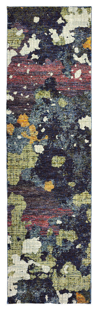 Oriental Weavers Evolution Navy/Green Abstract 8029A Area Rug, Runner 2'3"x8'