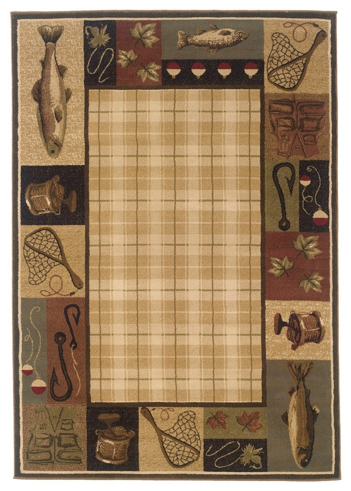 Oriental Weavers Hudson 1065B Southwest/Lodge Area Rug, Beige/Black 1'10"x7'6"