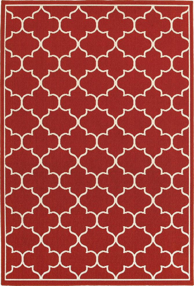 Oriental Weavers Meridian 1295R Lattice Area Rug, Red/Ivory, 6'7"x9'6"