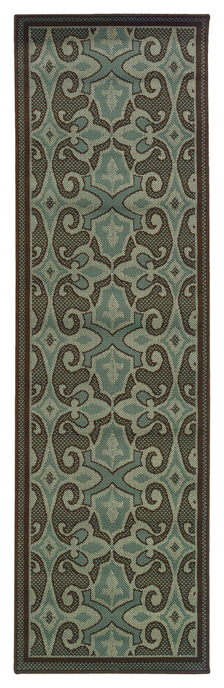 Oriental Weavers Montego Blue/Brown Oriental 2335L Area Rug, 2'3"x7'6" Runner