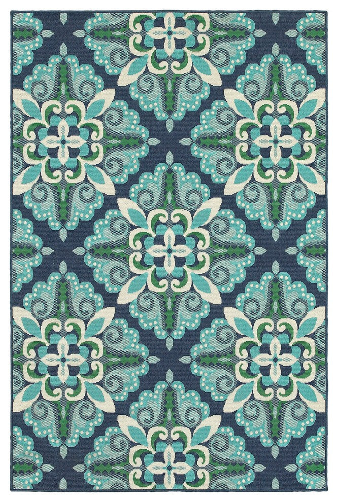 Oriental Weavers Meridian 2206B Medallion Area Rug, Blue/Green, 1'10"x2'10"