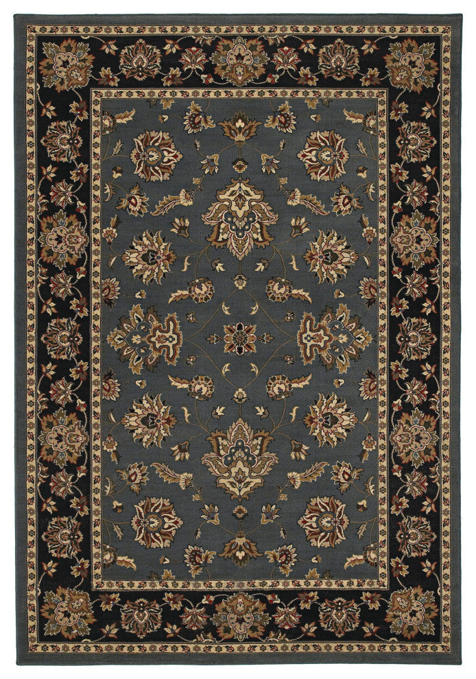 Oriental Weavers Ariana Blue/Black Floral 623H3 Area Rug, Rectangular 4'x5'9"