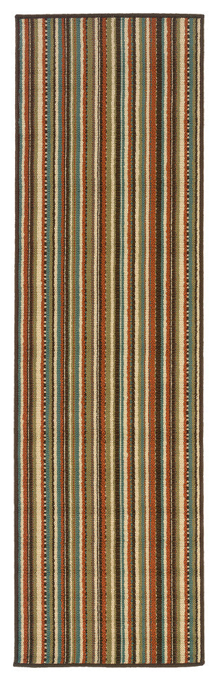 Oriental Weavers Montego Green/Blue Stripes 6996C Area Rug, Runner 2'3"x7'6"