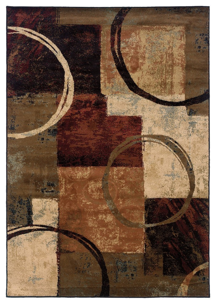 Oriental Weavers Hudson Brown/Black Abstract 2544B Area Rug, Runner 1'10"x7'6"