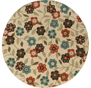 Oriental Weavers Montego Ivory/Brown Floral 2267Y Area Rug, 7'10" Round