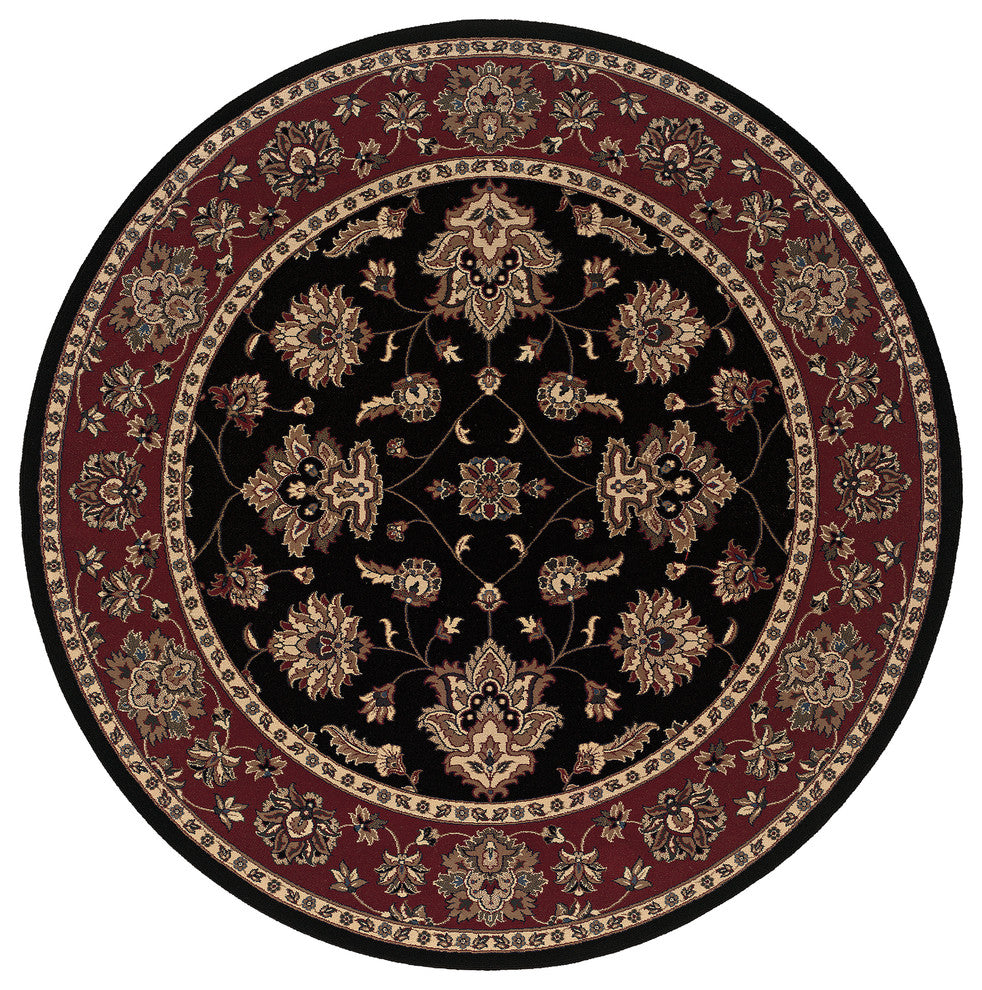 Oriental Weavers Ariana 623M3 Black/Red Floral Area Rug, 6' Round