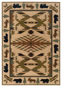 Oriental Weavers Hudson 1072A Southwest/Lodge Area Rug, Ivory/Green, 1'10"x3'3"