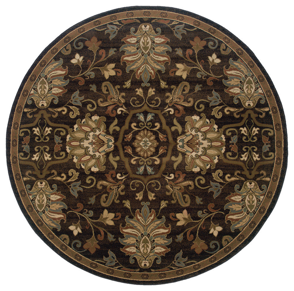 Oriental Weavers Hudson 042G1 Brown/Beige Oriental Area Rug, 7'8" Round