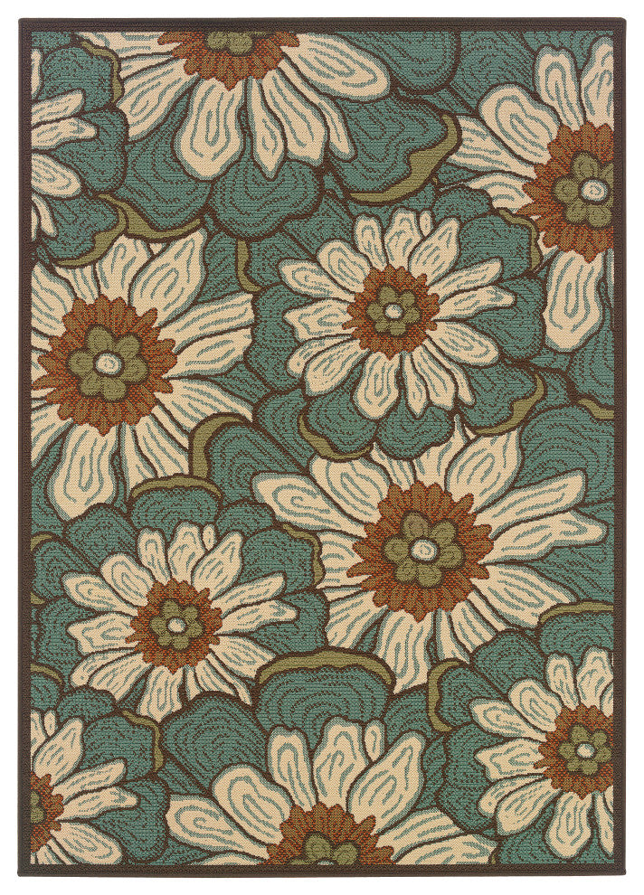 Oriental Weavers Montego 3444M Floral Area Rug, Blue/Brown, 2'5"x4'5"