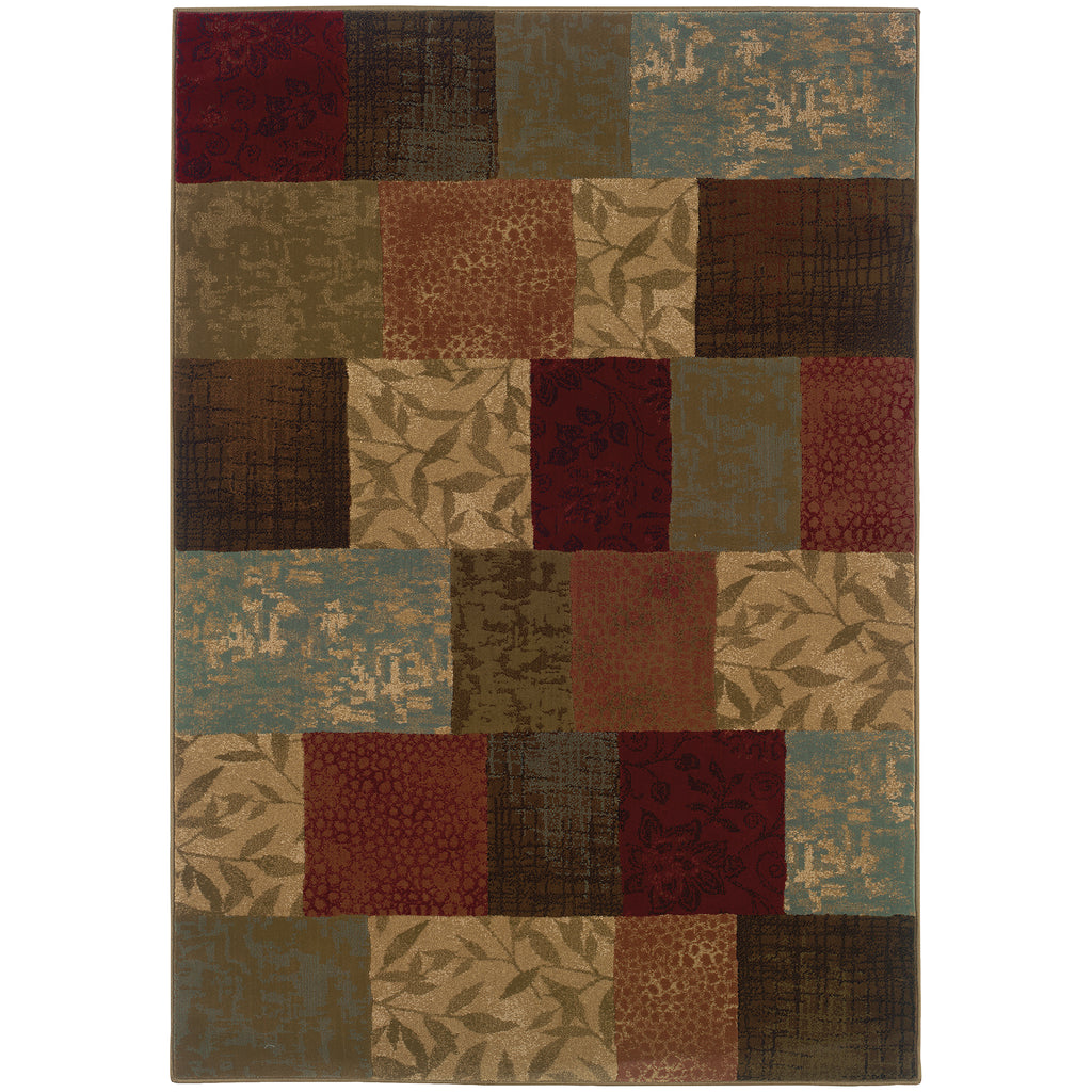 Oriental Weavers Hudson Green/Red Geometric 030C1 Area Rug