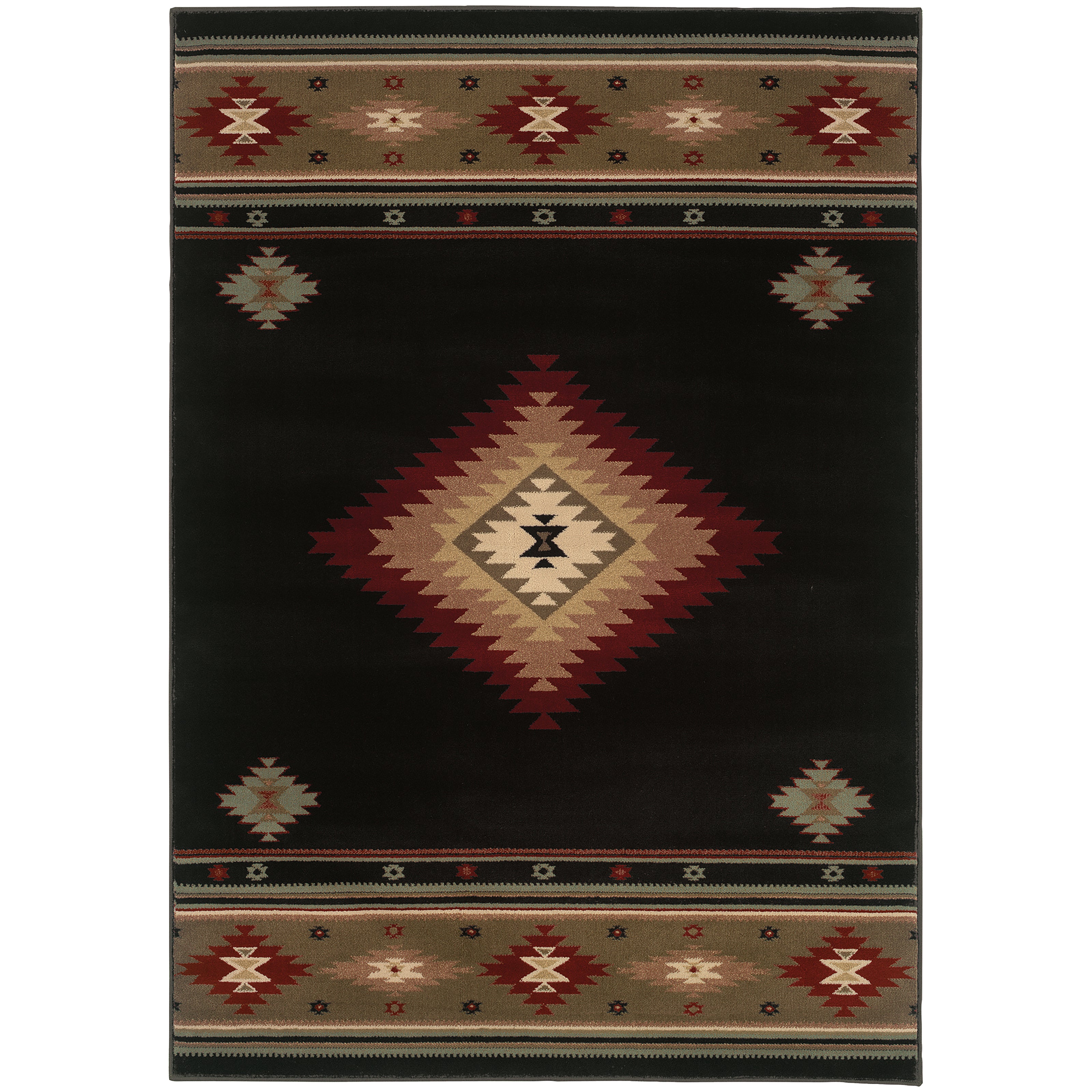 Oriental Weavers Hudson Black/Green Southwest/Lodge 087G1 Area Rug