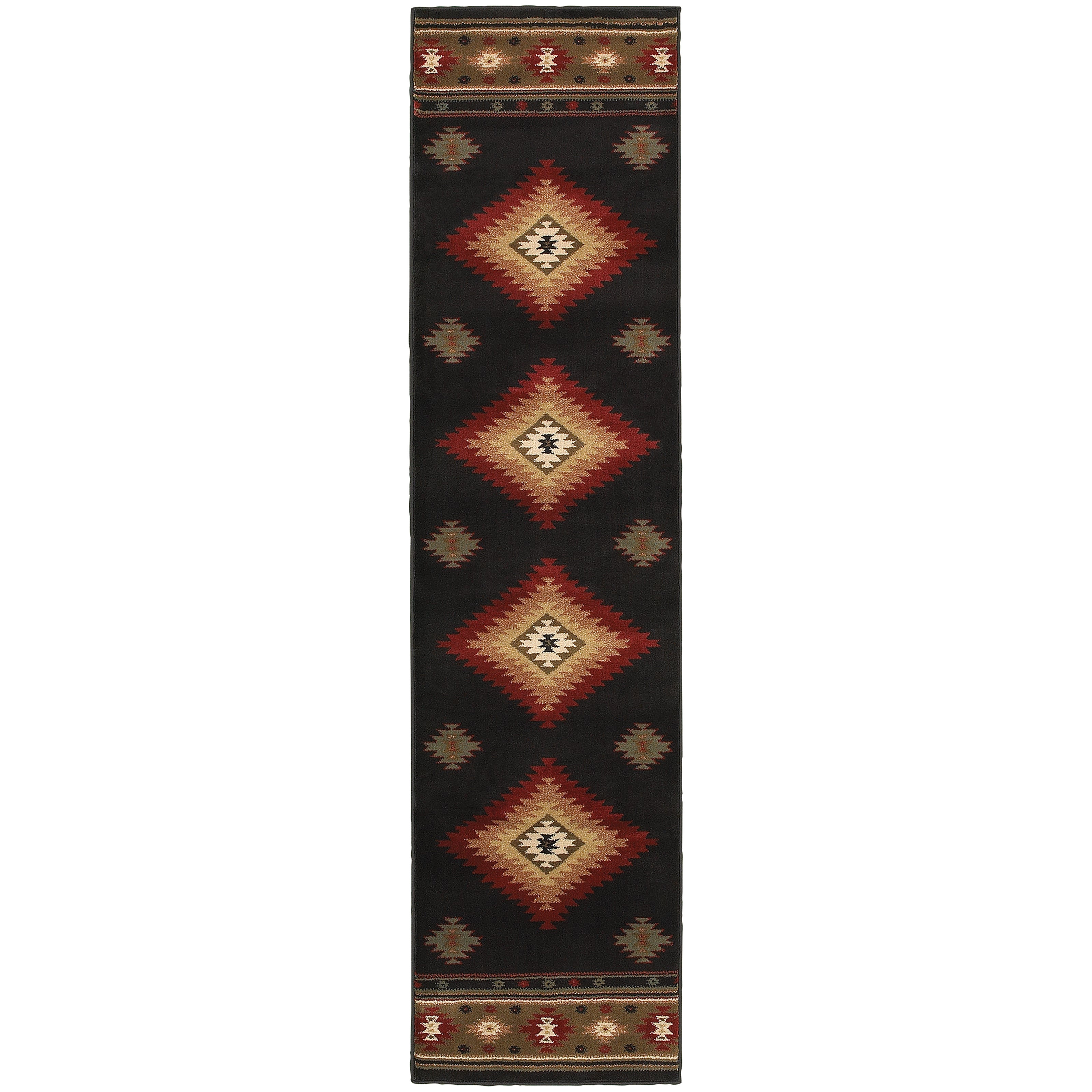 Oriental Weavers Hudson Black/Green Southwest/Lodge 087G1 Area Rug