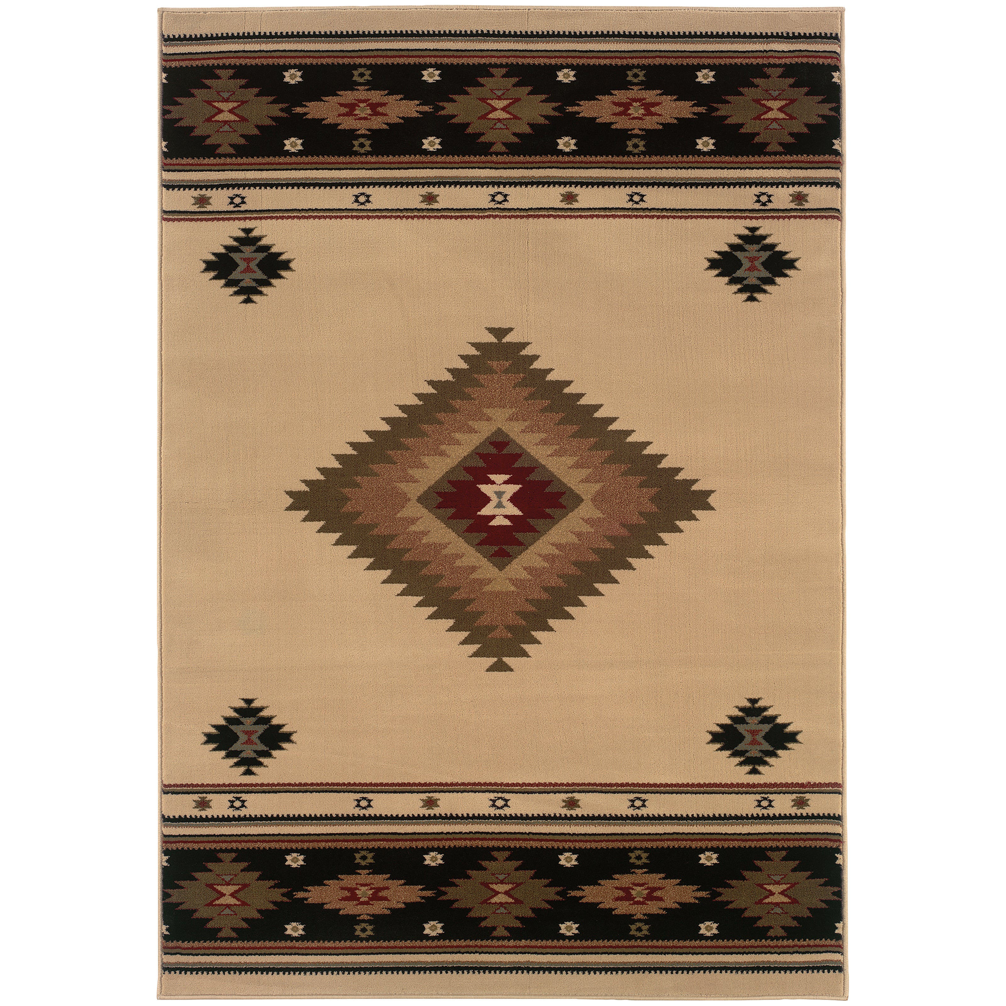 Oriental Weavers Hudson Beige/Green Southwest/Lodge 087I1 Area Rug