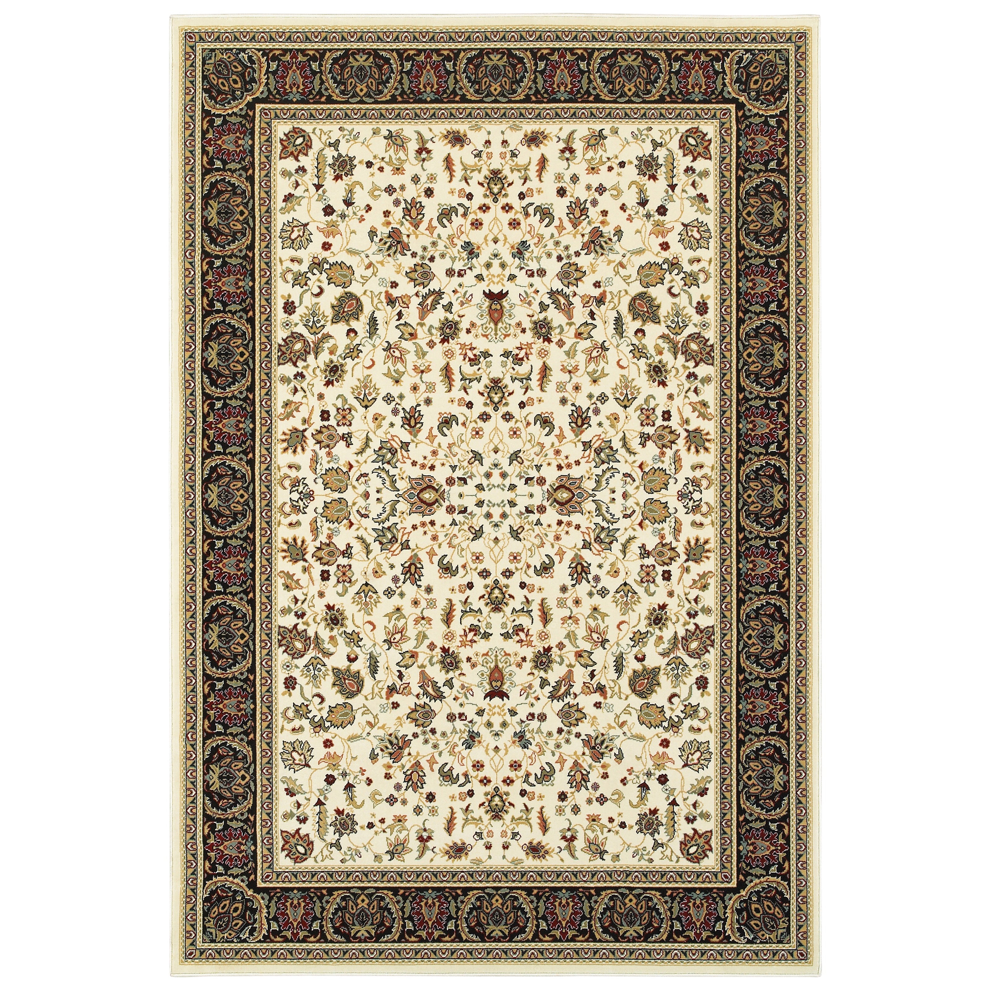 Oriental Weavers Kashan Ivory/Black Oriental 108X1 Area Rug