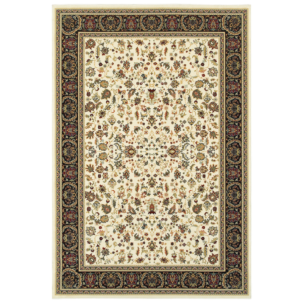 Oriental Weavers Kashan Ivory/Black Oriental 108X1 Area Rug