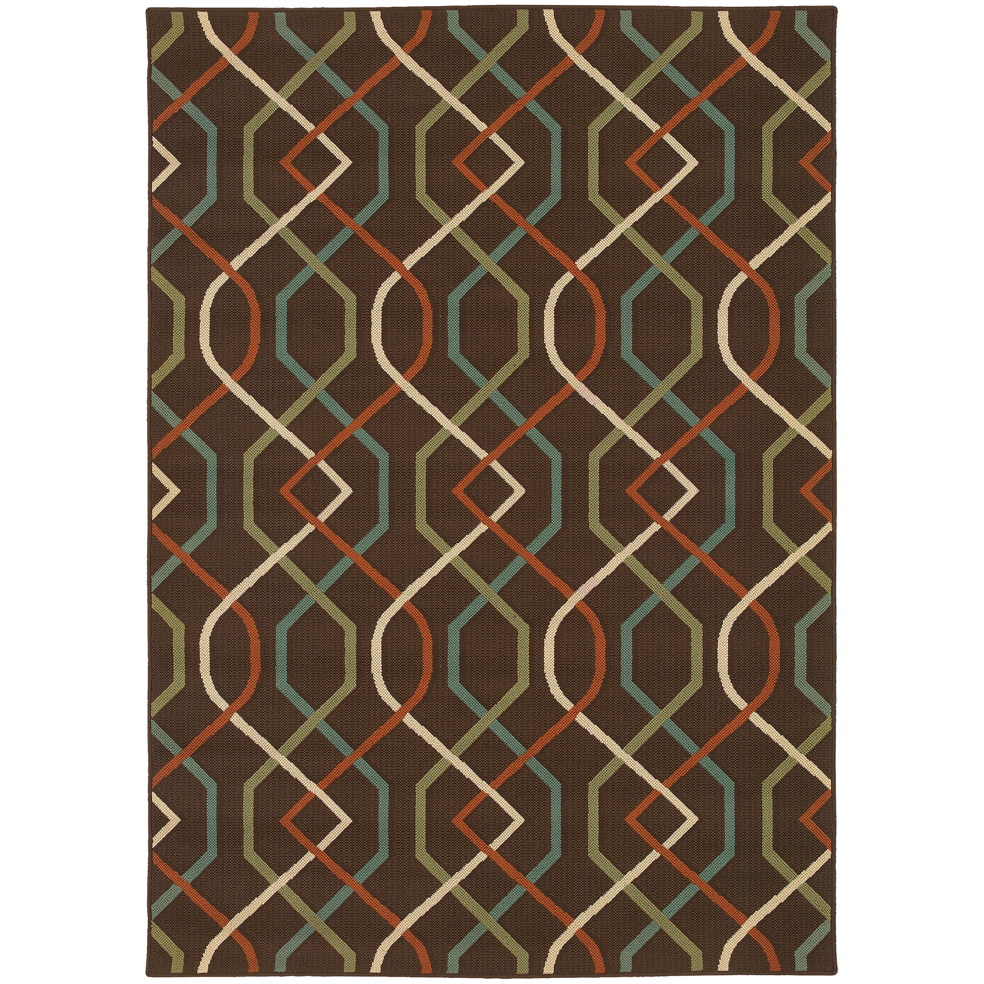 Oriental Weavers Montego Brown/Ivory Geometric 896N6 Area Rug