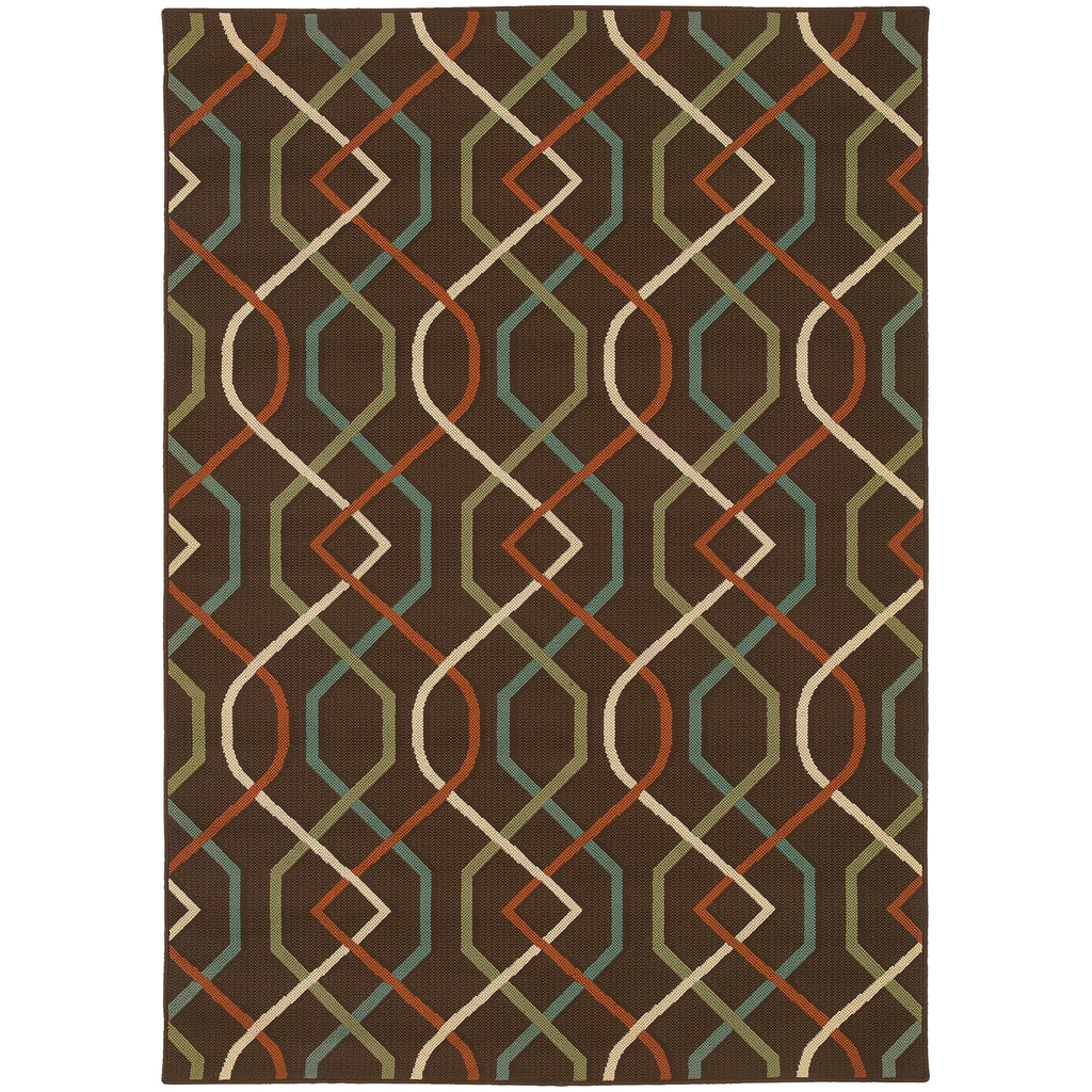 Oriental Weavers Montego Brown/Ivory Geometric 896N6 Area Rug