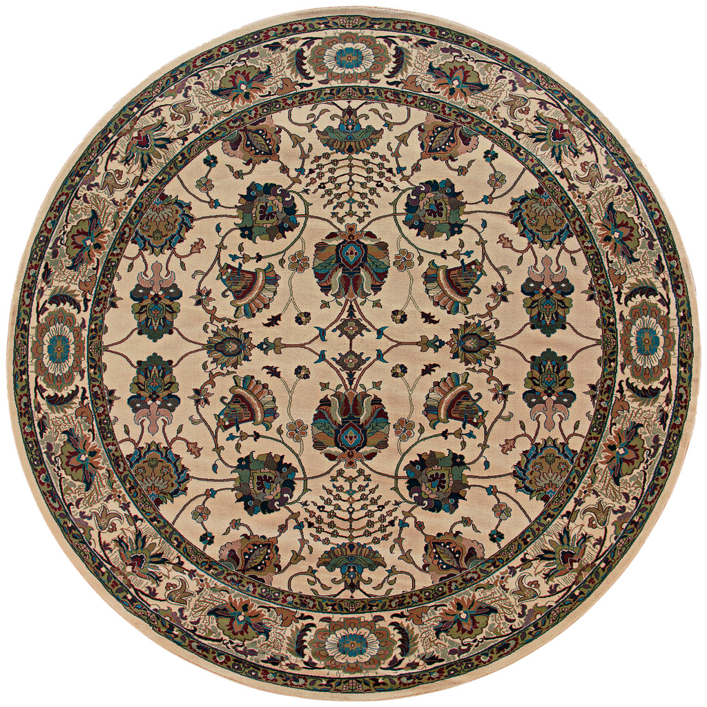 Ariana 431O3 Ivory/Red 8' Round Rug