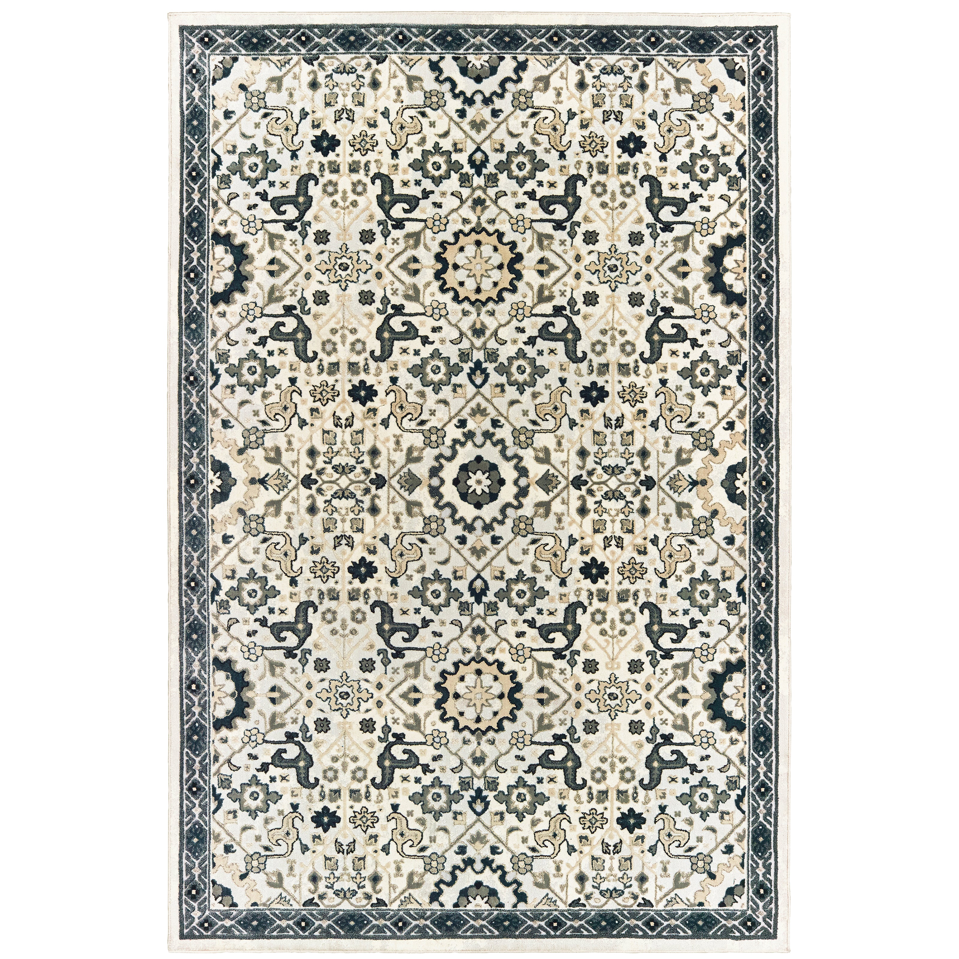 Bowen 073J2 Ivory/Navy 3'10" x 5'5" Rug