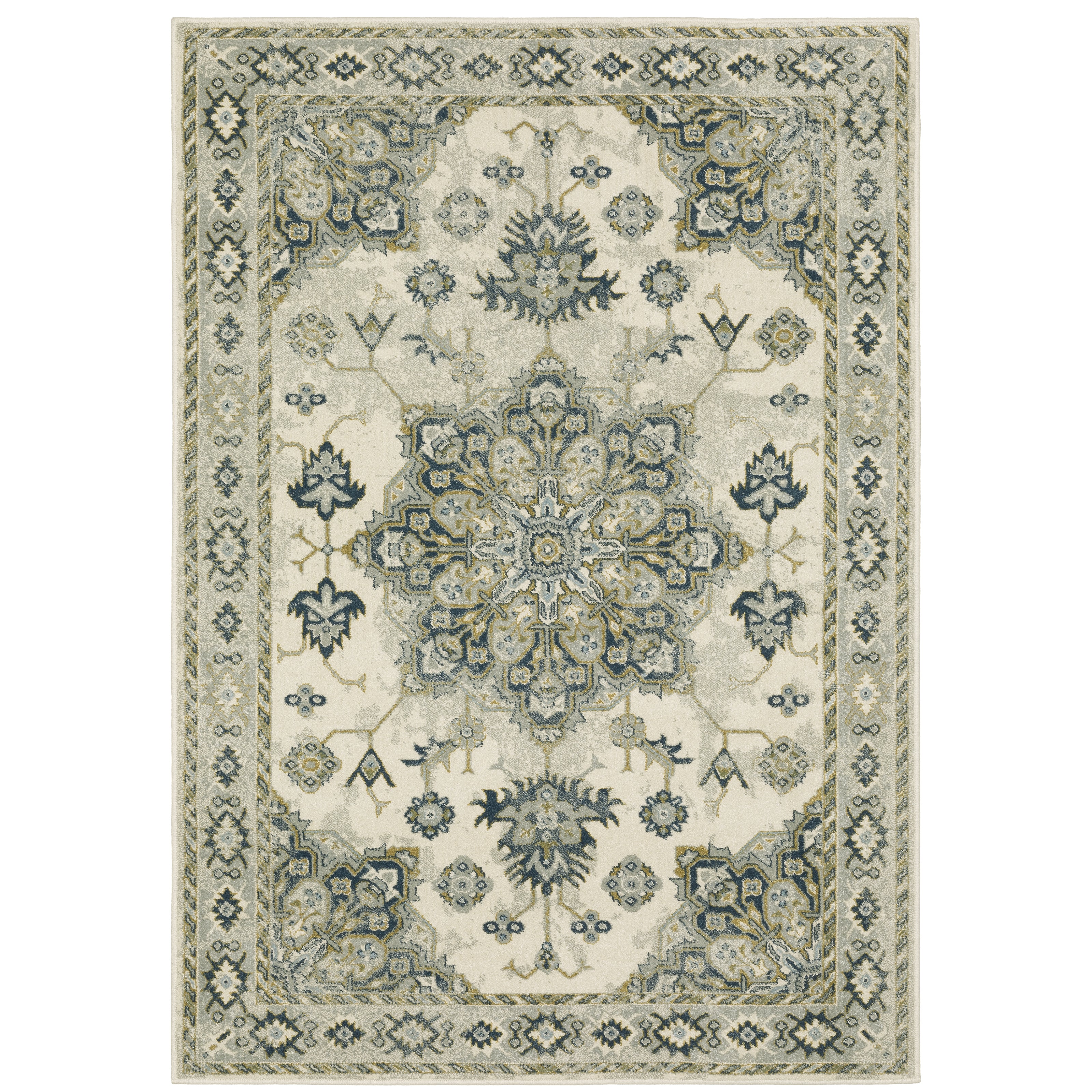 Branson Br04B Ivory/Blue 3'3" x 5' Rug