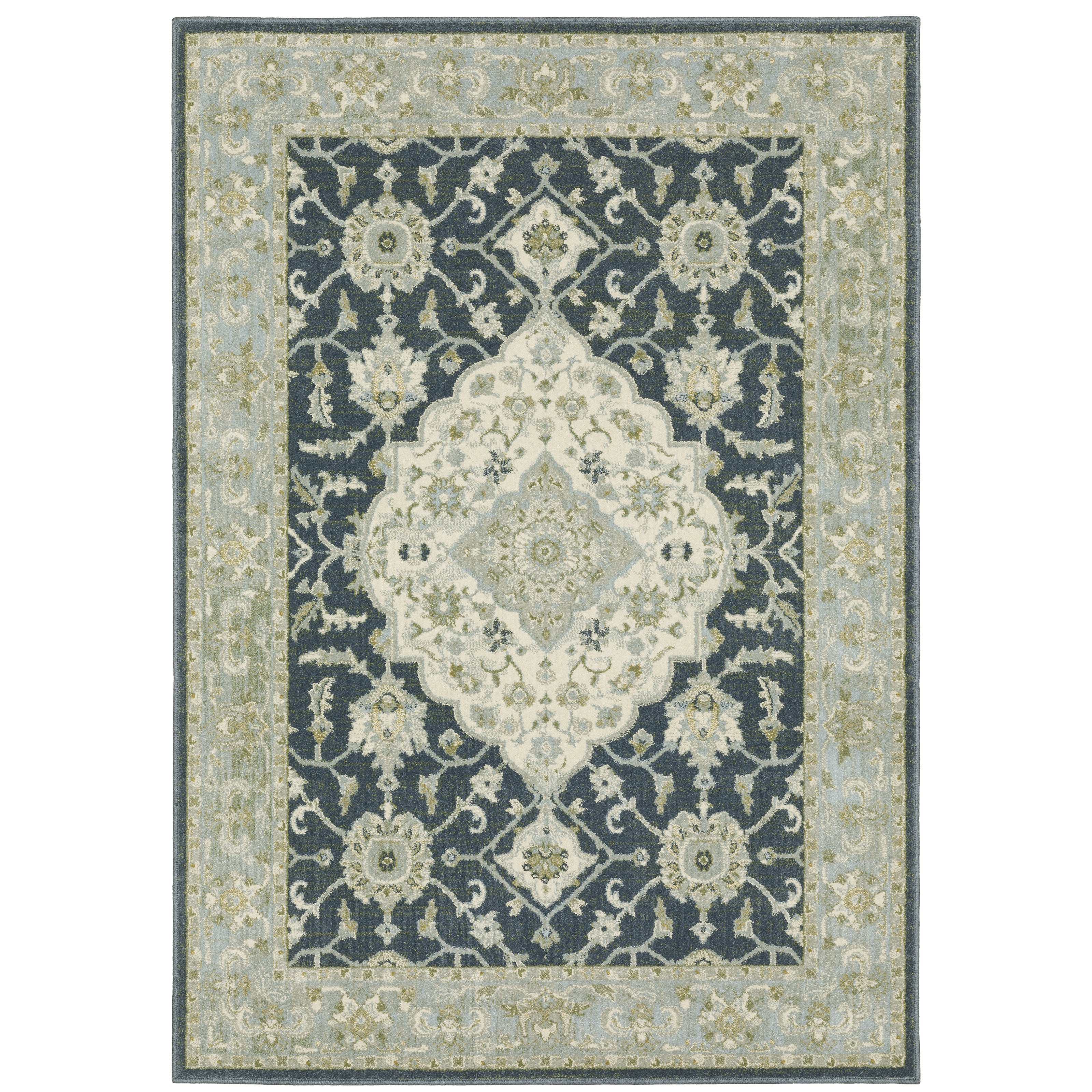 Branson Br05A Teal Blue/Ivory 3'3" x 5' Rug