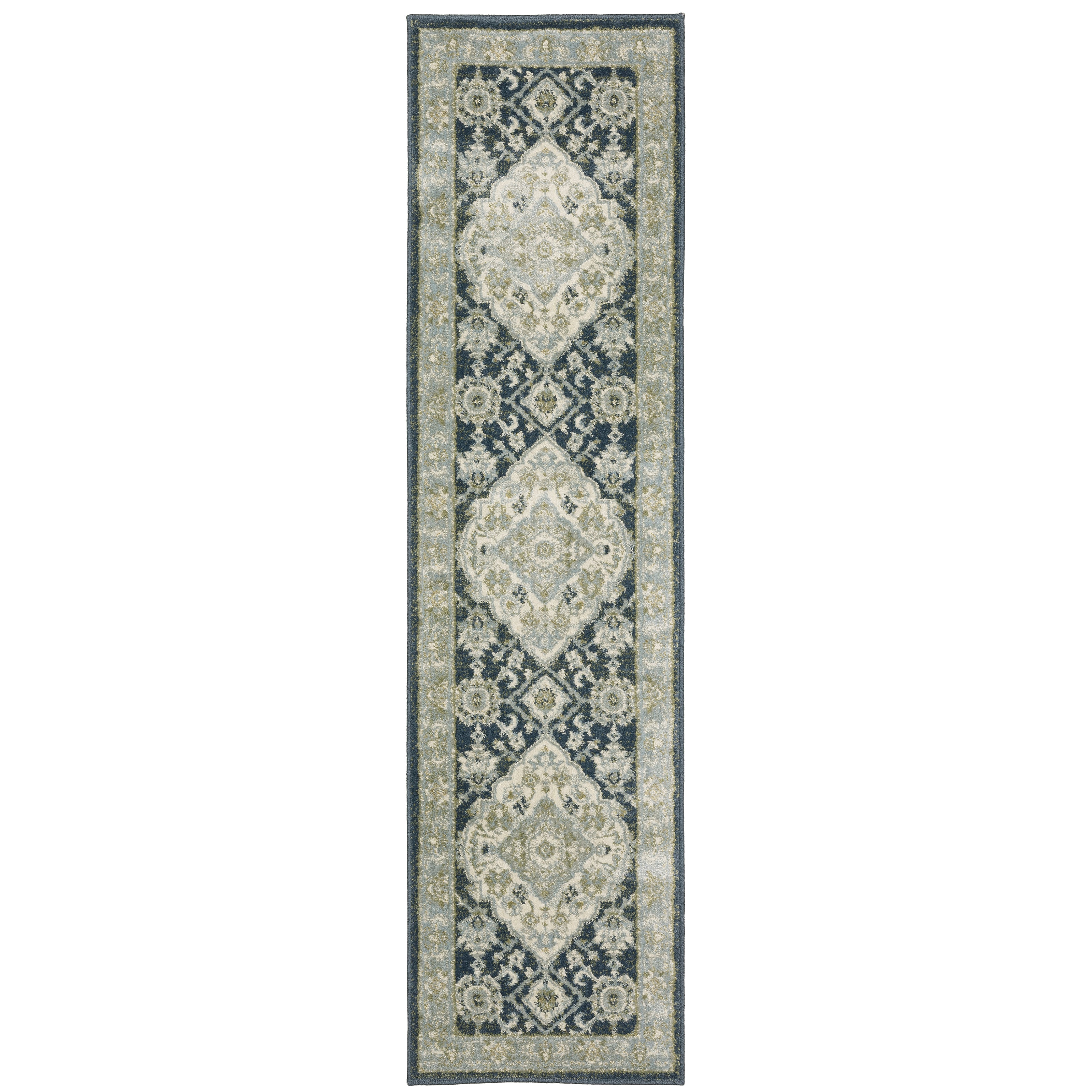 Branson Br05A Teal Blue/Ivory 3'3" x 5' Rug