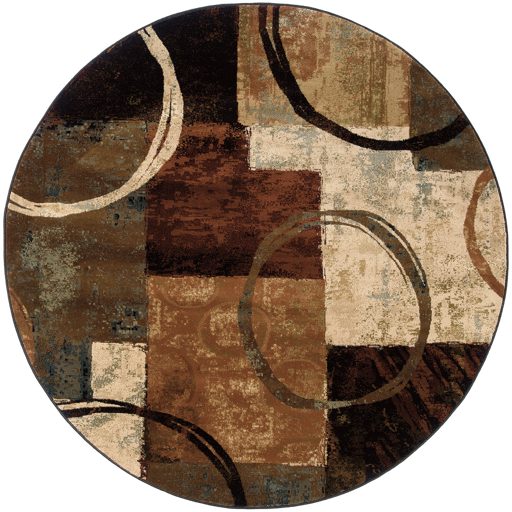 Hudson 2544B Brown/Black 7'8" Round Rug