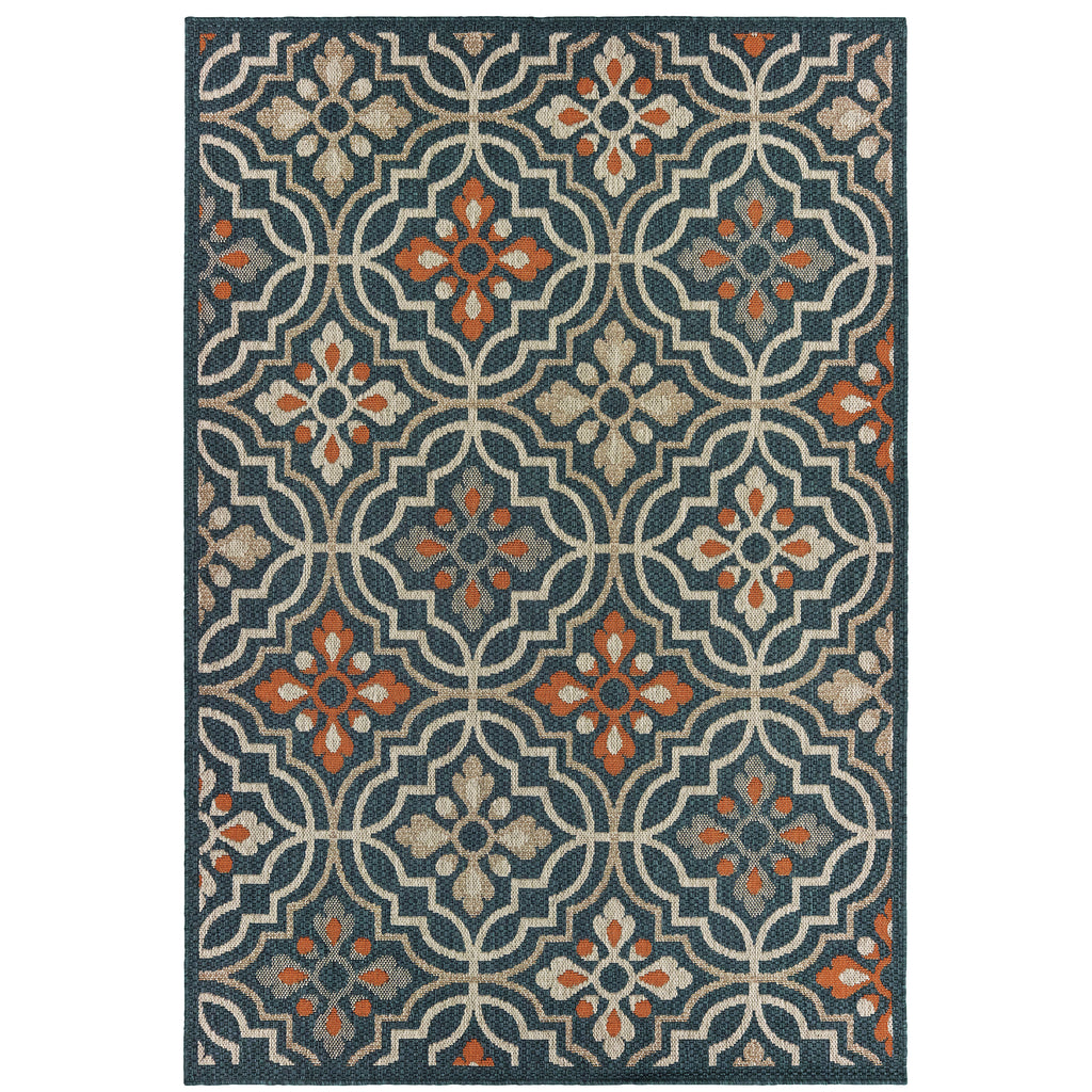 Latitude 709B3 Teal/Orange 3'3" x 5' Rug