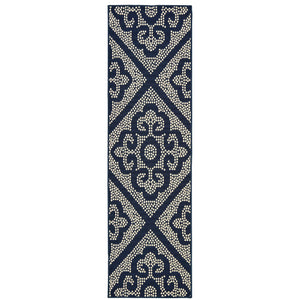 Marina 3804B Navy/Ivory 1'9" x 3'9" Rug