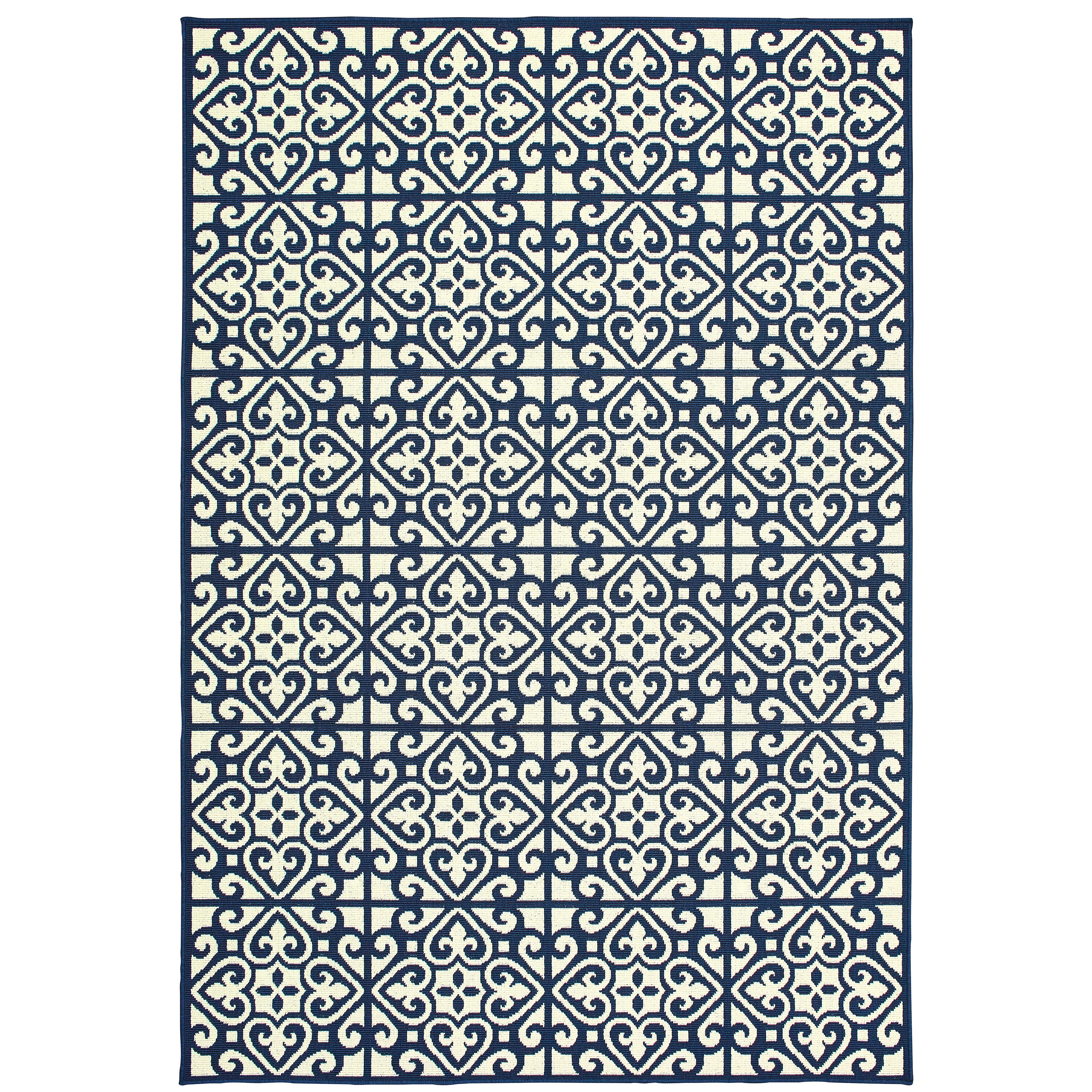 Marina 5927B Ivory/Navy 1'9" x 3'9" Rug