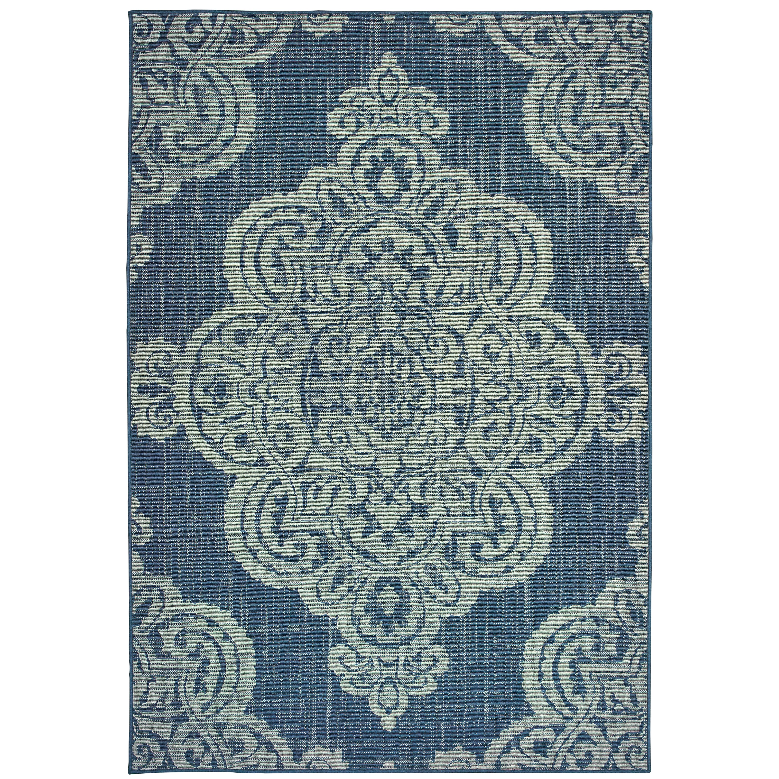 Marina 5929B Navy/Grey 1'9" x 3'9" Rug