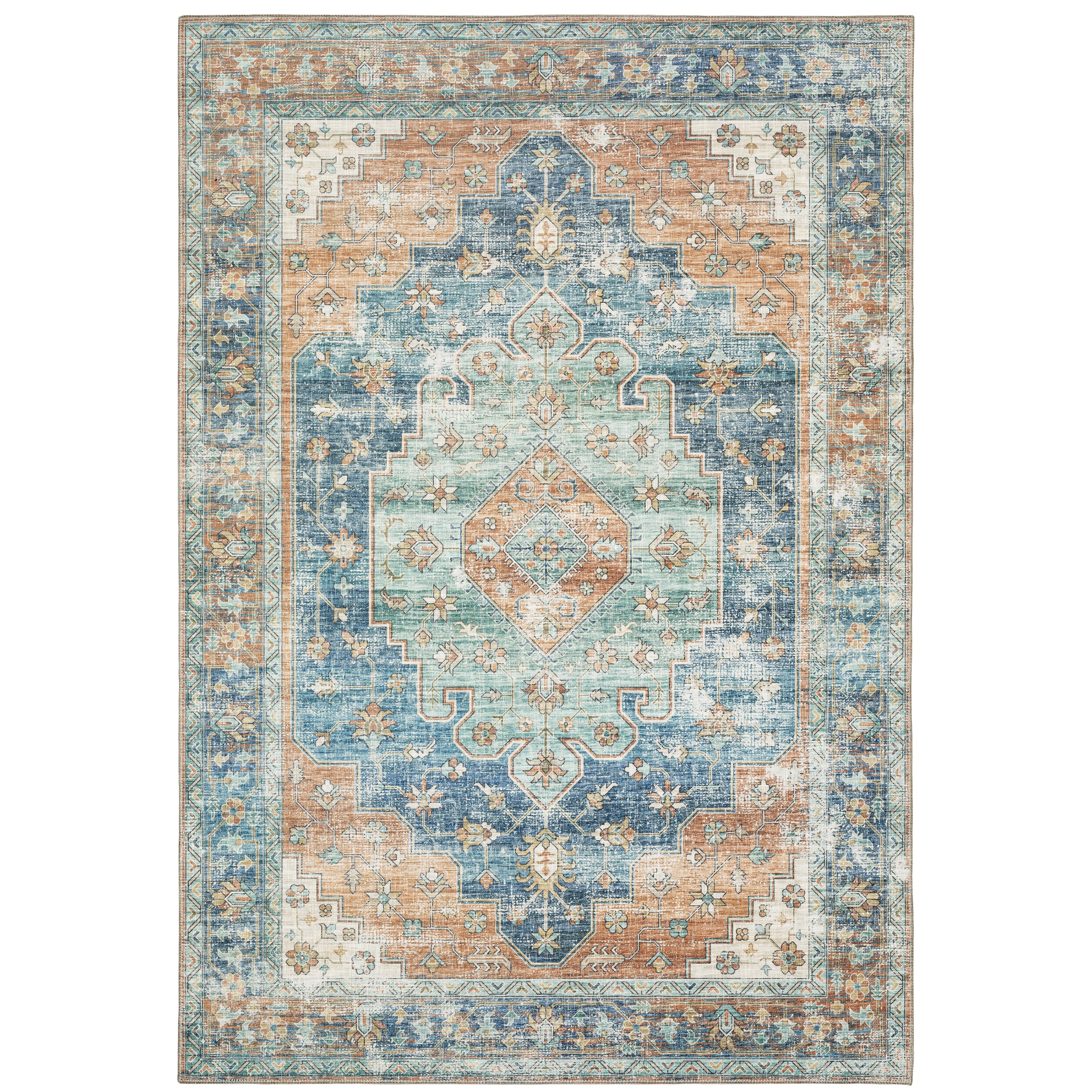 Myers Park Myp03 Orange/Blue 5' x 7' Rug