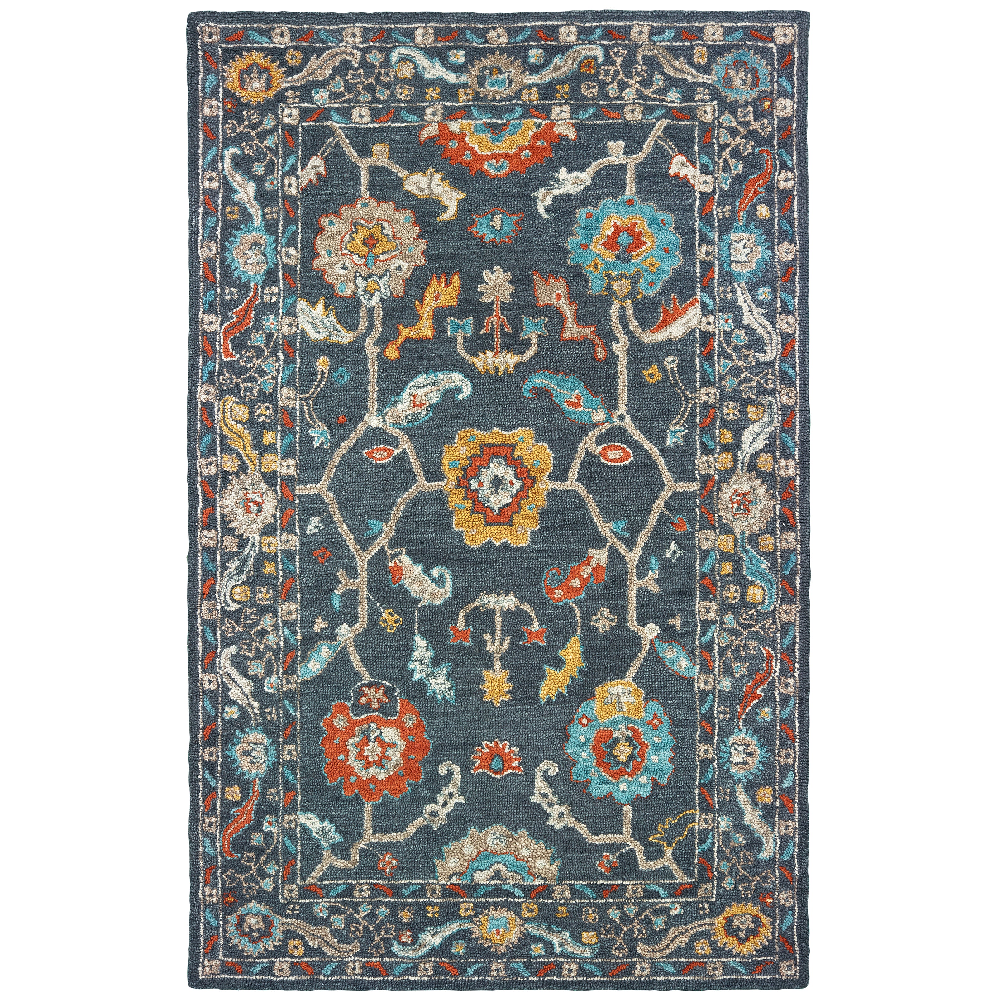 Zahra 75501 Blue/Gold 3'6" x 5'6" Rug